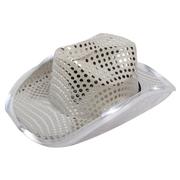  Silver Sequin Light Up Cowboy Hat