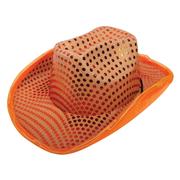  Orange Sequin Light Up Cowboy Hat