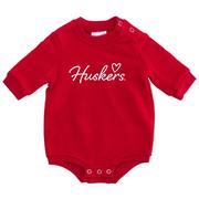  Nebraska Zoozatz Infant Script Heart Fleece Onesie