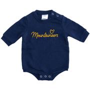  West Virginia Zoozatz Infant Script Heart Fleece Onesie