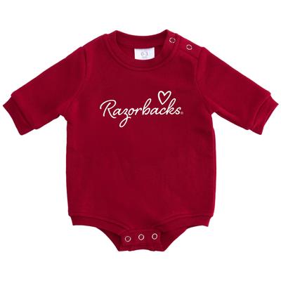 Arkansas Zoozatz Infant Script Heart Fleece Onesie