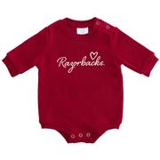  Arkansas Zoozatz Infant Script Heart Fleece Onesie