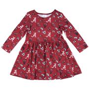  Alabama Zoozatz Toddler Sports Long Sleeve Dress