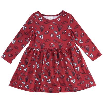 Arkansas Zoozatz Toddler Sports Long Sleeve Dress