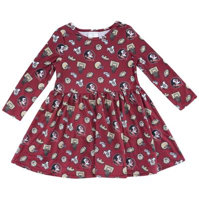 Florida State Zoozatz Toddler Sports Long Sleeve Dress