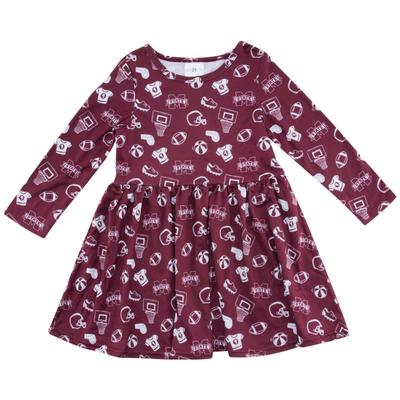 Mississippi State Zoozatz Toddler Sports Long Sleeve Dress