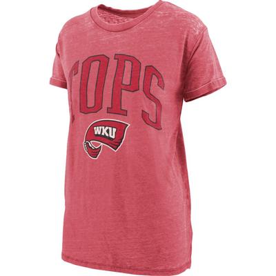 Western Kentucky Pressbox New Zealand Vintage Wash BF Tee RED