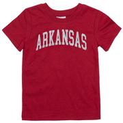  Arkansas Zoozatz Toddler Glitter Arch Wordmark Tee