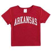  Arkansas Zoozatz Youth Glitter Arch Wordmark Tee