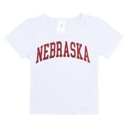  Nebraska Zoozatz Youth Glitter Arch Wordmark Tee