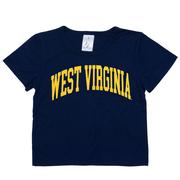  West Virginia Zoozatz Youth Glitter Arch Wordmark Tee