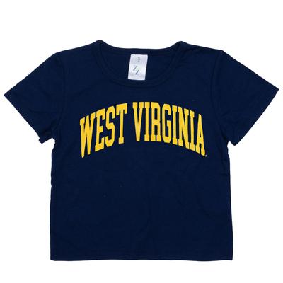 West Virginia Zoozatz YOUTH Glitter Arch Wordmark Tee