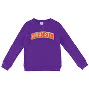  Clemson Zoozatz Youth Glitter Arch Fleece Crew