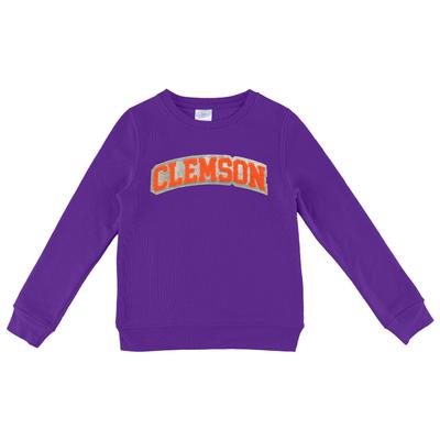 Clemson Zoozatz YOUTH Glitter Arch Fleece Crew