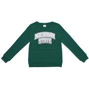  Michigan State Zoozatz Youth Glitter Arch Fleece Crew