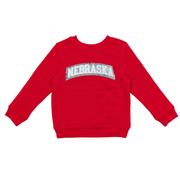  Nebraska Zoozatz Toddler Glitter Arch Fleece Crew