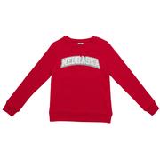  Nebraska Zoozatz Youth Glitter Arch Fleece Crew