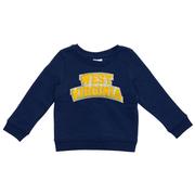  West Virginia Zoozatz Toddler Glitter Arch Fleece Crew