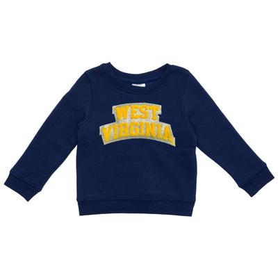 West Virginia Zoozatz Toddler Glitter Arch Fleece Crew