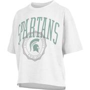  Michigan State Pressbox Women's Rock And Roll Waist Length Lawrence Tee