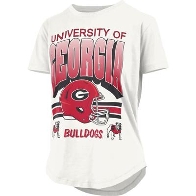 Georgia Pressbox Women's Sheffield Rounded Bottom Top WHITE