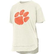  Clemson Pressbox Women's Distressed Logo Vintage Poncho Tee