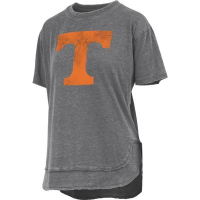 Tennessee Pressbox Women's Distressed Logo Vintage Poncho Tee BLACK