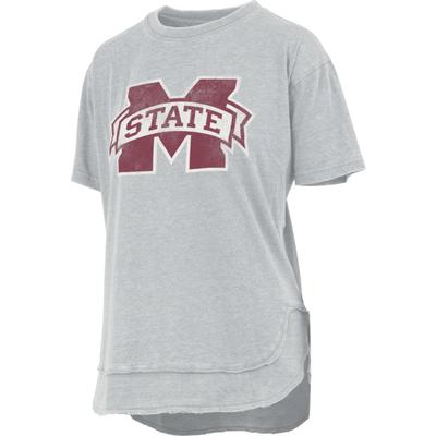 Mississippi State Pressbox Women's Distressed Logo Vintage Poncho Tee