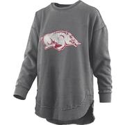  Arkansas Pressbox Women's Distressed Logo Vintage Wash Poncho