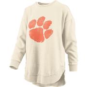  Clemson Pressbox Women's Distressed Logo Vintage Wash Poncho