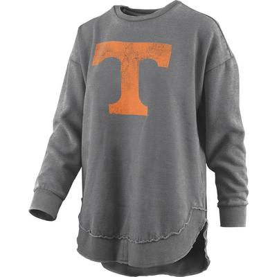 Tennessee Pressbox Women's Distressed Logo Vintage Wash Poncho BLACK