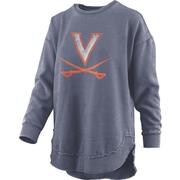  Virginia Pressbox Women's Distressed Logo Vintage Wash Poncho