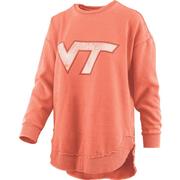  Virginia Tech Pressbox Women's Distressed Logo Vintage Wash Poncho