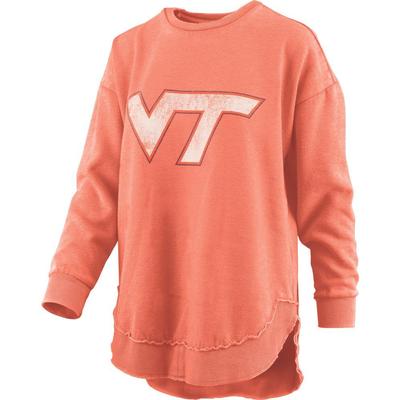 Virginia Tech Pressbox Women's Distressed Logo Vintage Wash Poncho