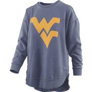  West Virginia Pressbox Women's Distressed Logo Vintage Wash Poncho