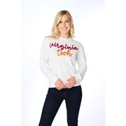  Virginia Tech Stewart Simmons The Glitter Script Long Sleeve Sweater