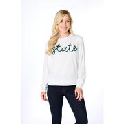  Michigan State Stewart Simmons The Glitter Script Long Sleeve Sweater