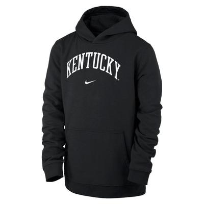 Kentucky Nike YOUTH Arch Club Fleece Hoodie BLACK