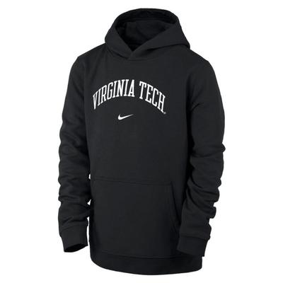 Virginia Tech Nike YOUTH Arch Club Fleece Hoodie BLACK