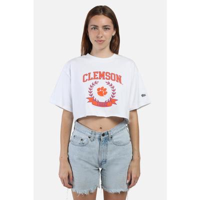 Clemson Hype And Vice Giant Logo Track Top Cropped Tee