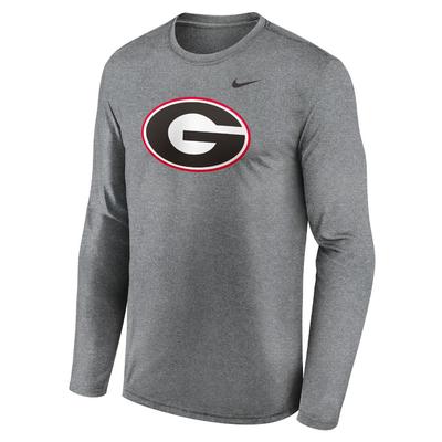 Georgia Nike Legend Primary Logo Long Sleeve Tee DK_GREY_HTHR