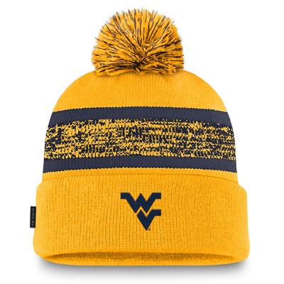 West Virginia Nike Sideline Peak Standard Cuff Pom Beanie