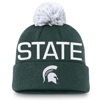 Michigan State Nike Peak Standard Cuff Pom Beanie