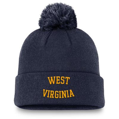 West Virginia Nike Sideline Peak Standard Cuff Pom Beanie