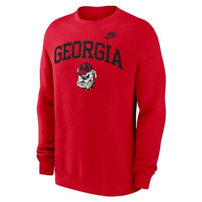 Georgia Nike Embroidered Arch Vintage Fleece Crew