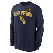  West Virginia Nike Embroidered Arch Vault Fleece Crew