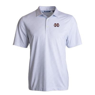 Mississippi State Cutter & Buck Pike Eco Pebble Print Stretch Recycled Polo WHITE