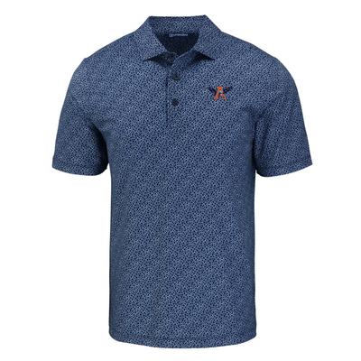 Auburn Cutter & Buck Vault Eagle A Pike Eco Pebble Print Stretch Recycled Polo