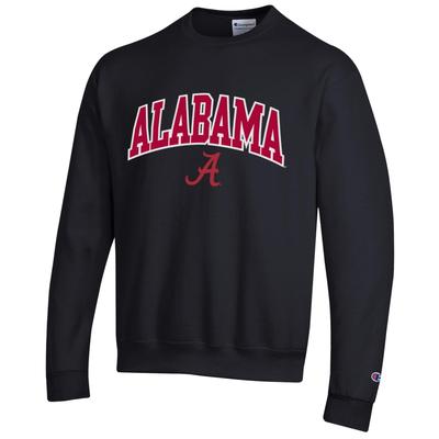 Alabama Champion Applique Arch Over Logo Crew BLACK