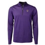  Lsu Cutter & Buck Vault Sailor Eco Pique Micro Stripe 1/2 Zip Pullover